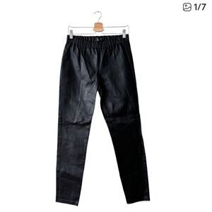 Eileen Fisher The Fisher Project Black Pull On Lamb Leather Pants -S      EUC